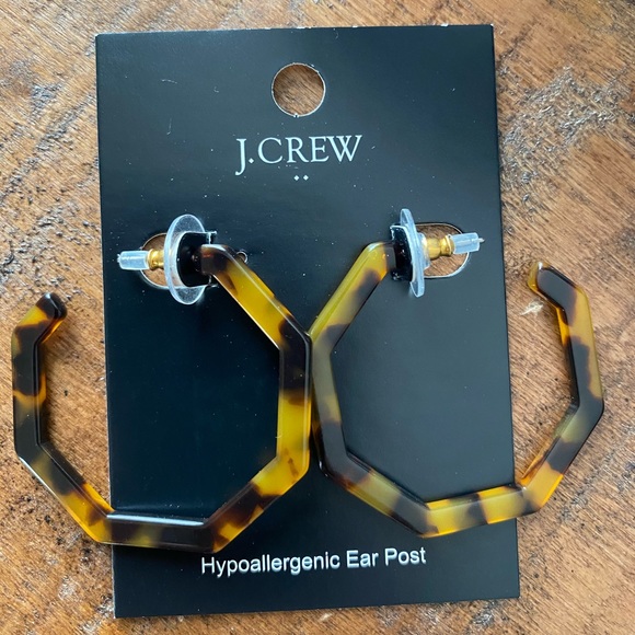 J. Crew Tortoise hexagon hoop earrings. - Picture 8 of 10